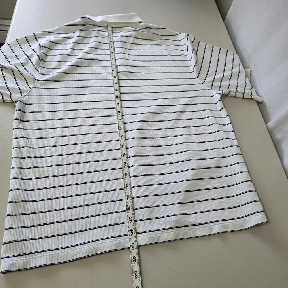 Nike Dri-Fit Polo Shirt Men's XL * White Black Stripe Short Sleeve Preppy Swoosh